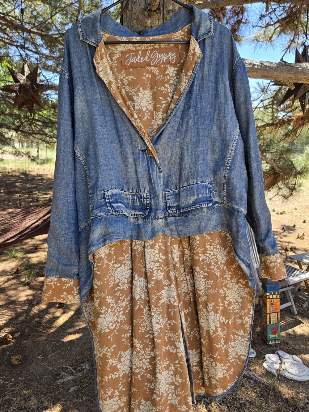 Jaded Gypsy Denim & Floral Mixed Dress